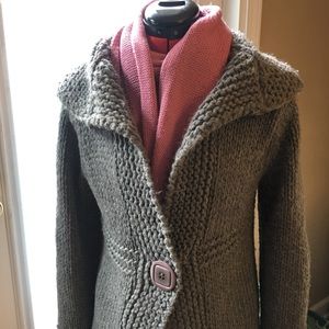 Platinum Grey Italian Wool Shawl Collar Sweater